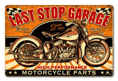 Last Stop Garage Vintage Sign, Other, Metal Sign, Wall Art, 18 X 12 Inches
