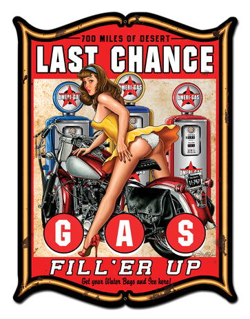 Last Chance Gas Vintage Sign, Oil & Petro, Metal Sign, Wall Art, 24 X 33 Inches