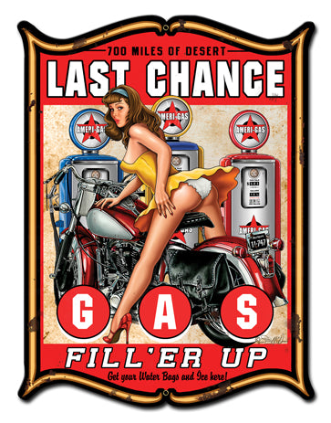 Last Chance Gas Vintage Sign, Oil & Petro, Metal Sign, Wall Art, 18 X 24 Inches