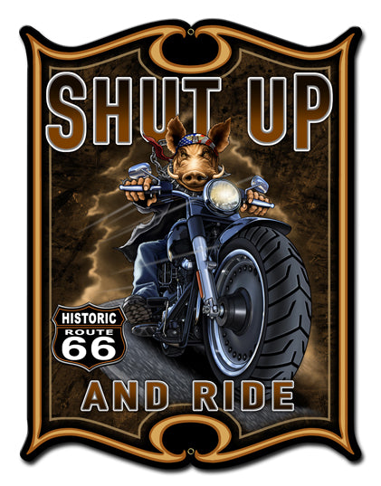 Shut Up And Ride Vintage Sign, Other, Metal Sign, Wall Art, 18 X 24 Inches