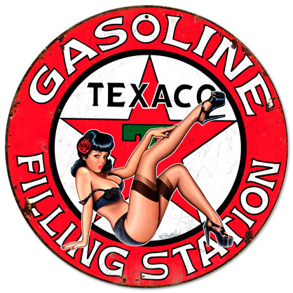 Texaco Girl Vintage Sign, Automotive, Metal Sign, Wall Art, 14 X 14 Inches