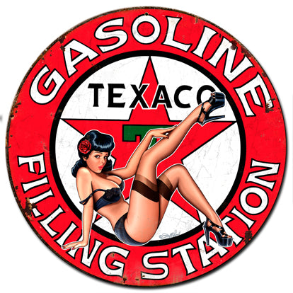 Texaco Girl Vintage Sign, Automotive, Metal Sign, Wall Art, 24 X 24 Inches
