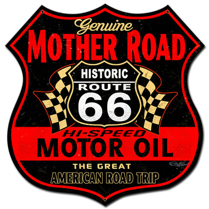 Route 66 The Mother Road Sign Vintage Sign, Street Signs, Metal Sign, Wall Art, 24 X 24 Inches