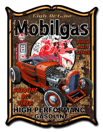 Mobilegas Vintage Sign, Oil & Petro, Metal Sign, Wall Art, 14 X 19 Inches