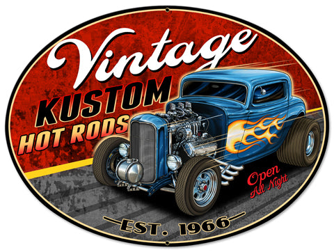 Vintage Kustom Vintage Sign, Other, Metal Sign, Wall Art, 16 X 12 Inches