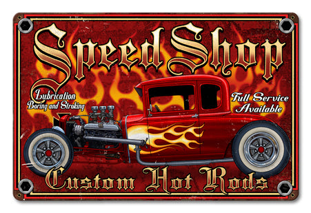 Speed Shop Vintage Sign, Other, Metal Sign, Wall Art, 18 X 12 Inches