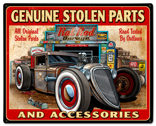Genuine Stolen Parts Vintage Sign, Other, Metal Sign, Wall Art, 30 X 24 Inches