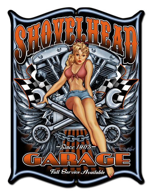 Shovelhead Vintage Sign, Motorcycle, Metal Sign, Wall Art, 24 X 33 Inches