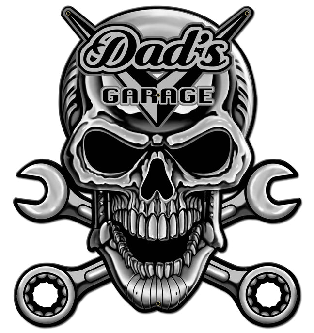Skull Chrome Vintage Sign, Other, Metal Sign, Wall Art, 24 X 24 Inches
