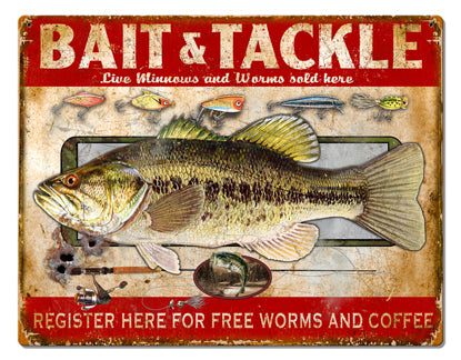 Bait & Tackle Vintage Sign, Other, Metal Sign, Wall Art, 30 X 23 Inches