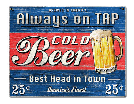 Beer Old Plywood Vintage Sign, Man Cave, Metal Sign, Wall Art, 16 X 12 Inches