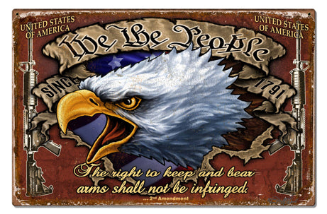 We The People Vintage Sign, Other, Metal Sign, Wall Art, 30 X 18 Inches