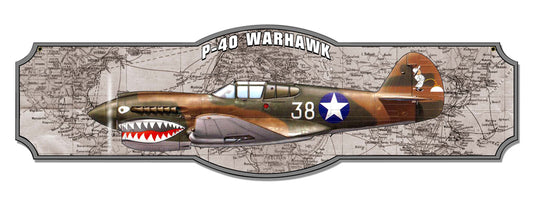 1P-40 Vintage Sign, Aviation, Metal Sign, Wall Art, 35 X 10 Inches