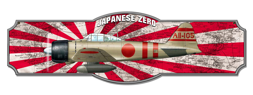 Japan Zero Vintage Sign, Aviation, Metal Sign, Wall Art, 35 X 10 Inches
