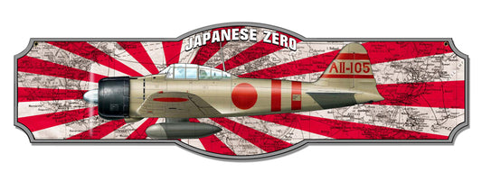 Japan Zero Vintage Sign, Aviation, Metal Sign, Wall Art, 35 X 10 Inches