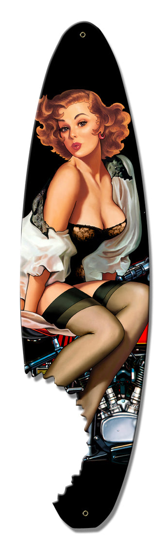 Pin Up Surfboard Vintage Signs, Other, Metal Sign, Wall Art, 5 X 18 Inches