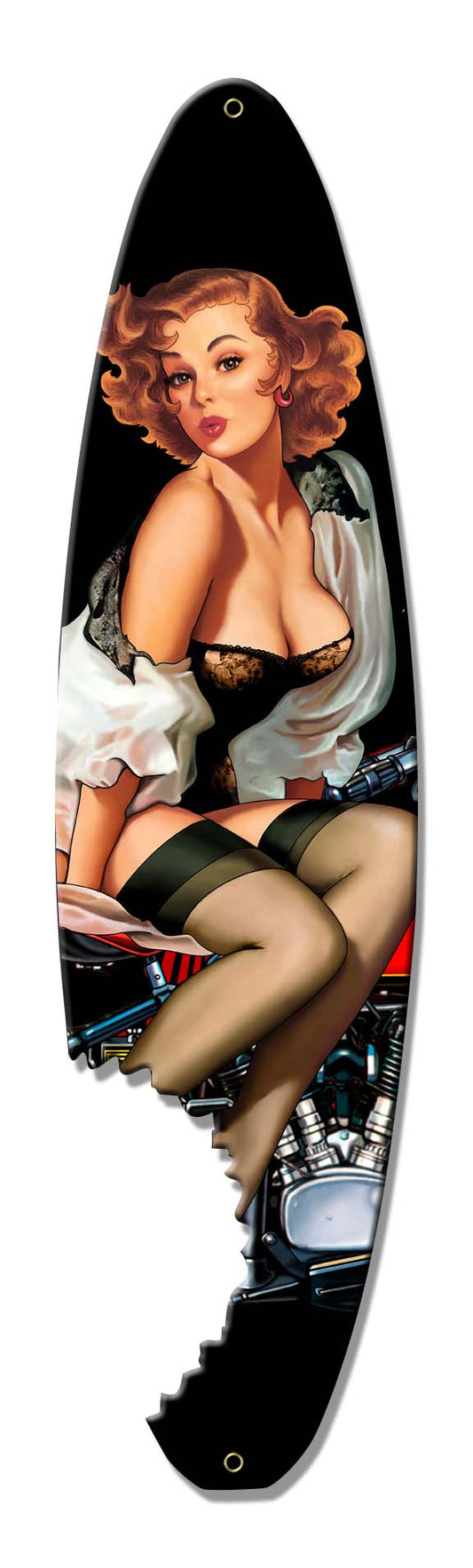Pin Up Surfboard Vintage Signs, Other, Metal Signs, Wall Art, 6 X 24 Inches