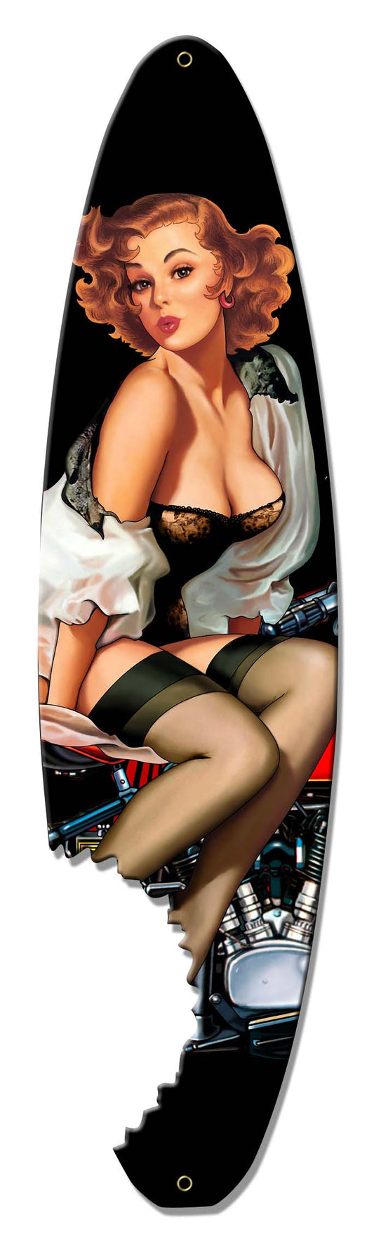 Pin Up Surfboard Vintage Signs, Other, Metal Sign, Wall Art, 30 X 8 Inches