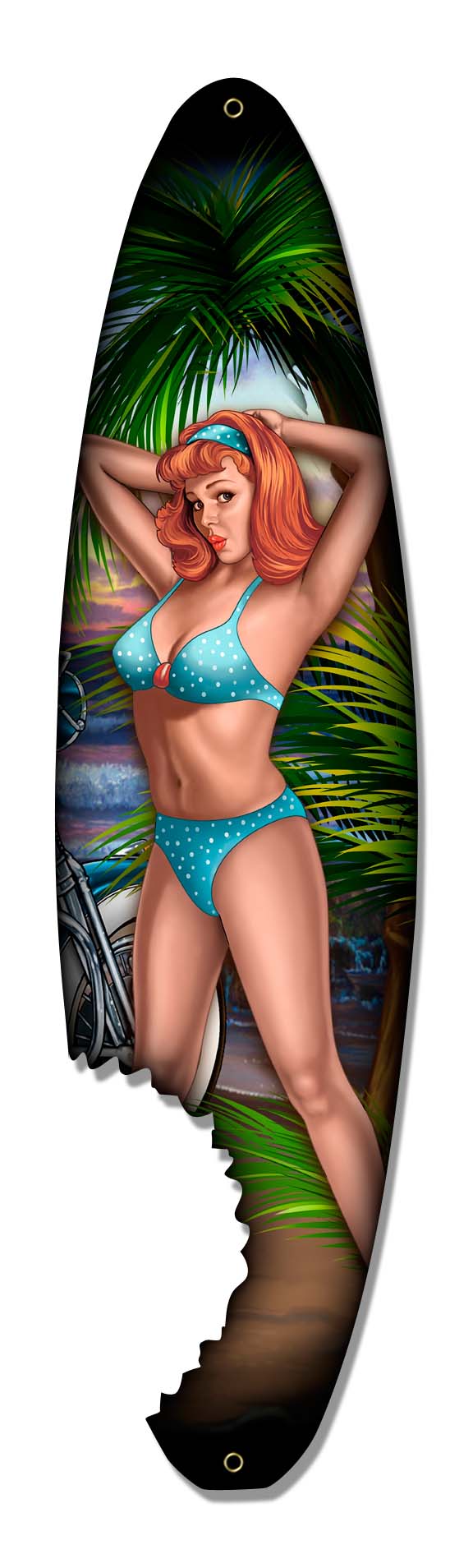 Pin Up Surfboard Vintage Signs, Other, Metal Signs 1, Wall Art, 6 X 24 Inches
