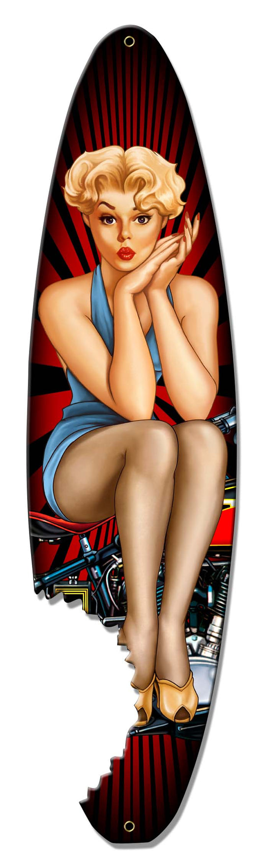 Pin Up Surfboard Vintage Sign, Other, Metal Sign 4, Wall Art, 8 X 30 Inches