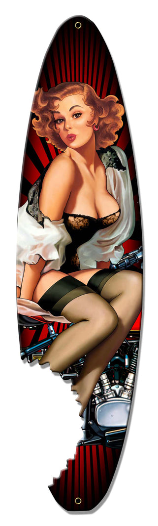 Pin Up Surfboard Vintage Sign, Other, Metal Sign 8, Wall Art, 8 X 30 Inches