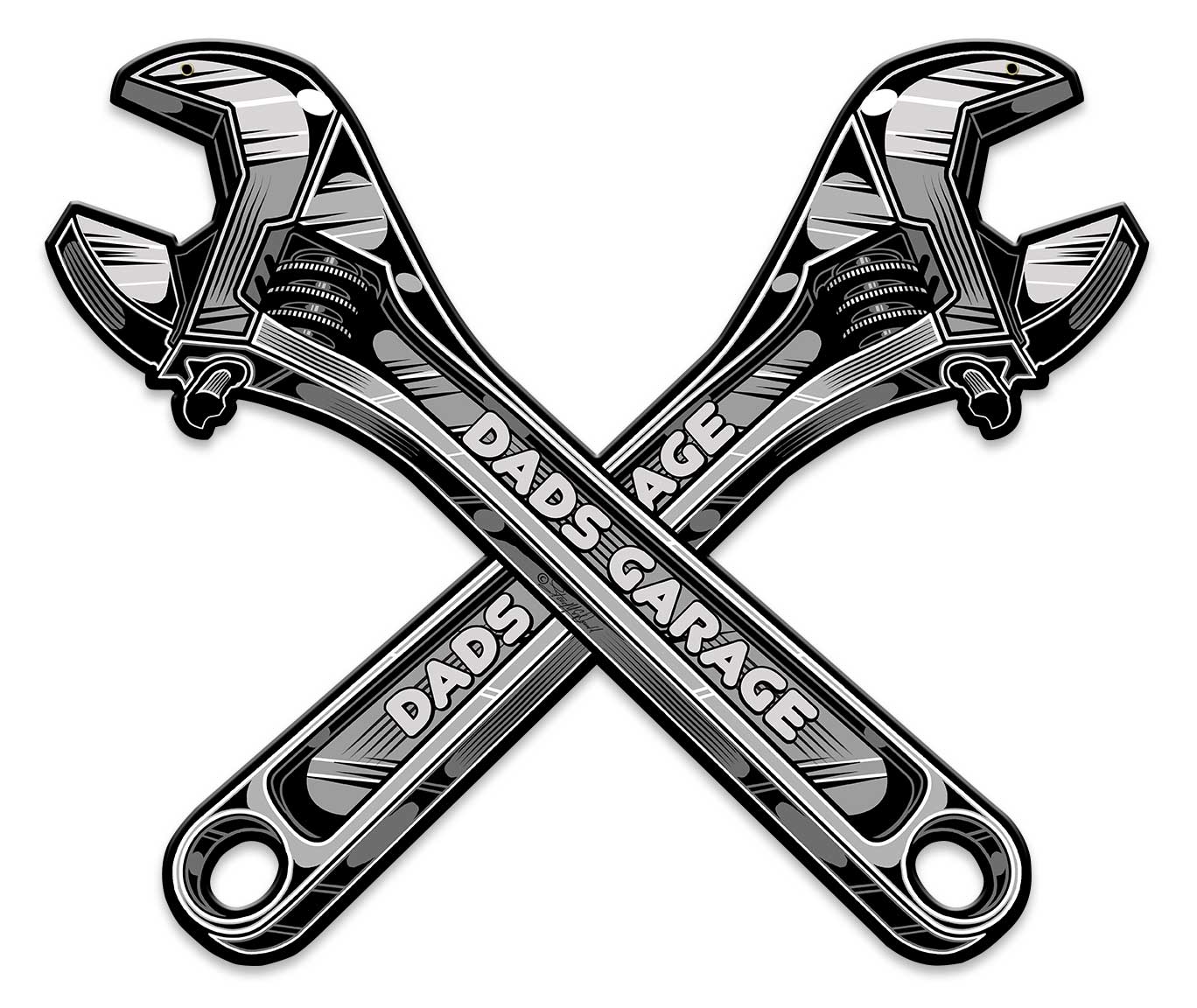 Dad's Garage Wrench Vintage Sign, Other, Metal Sign, Wall Art, 18 X 15 Inches