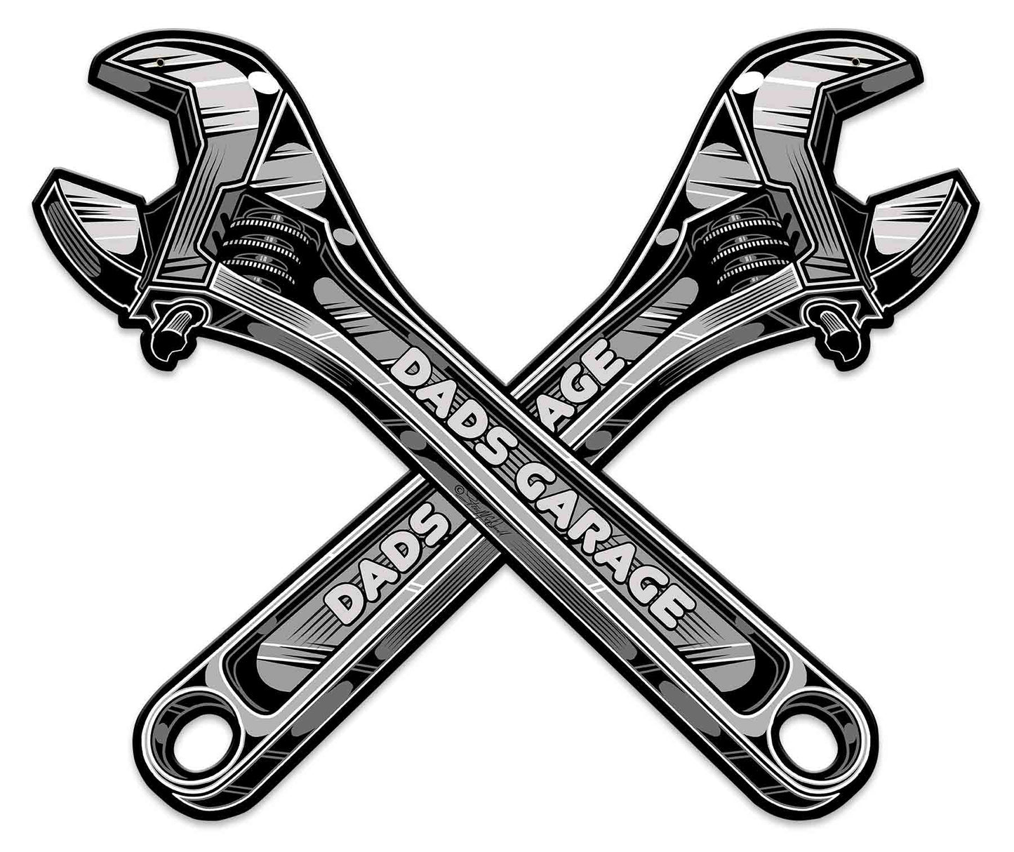 Dad's Garage Wrench Vintage Sign, Other, Metal Sign, Wall Art, 24 X 20 Inches
