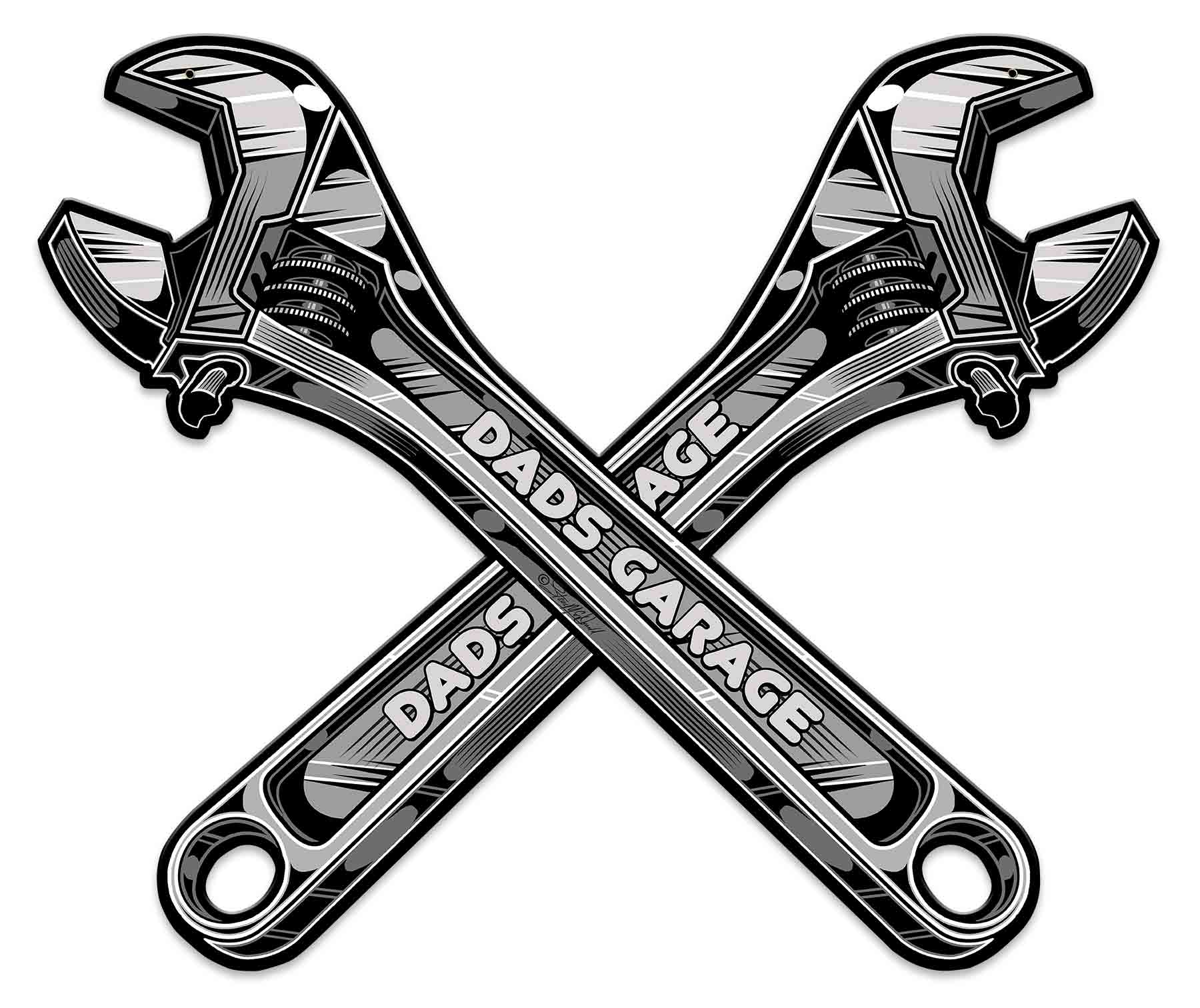 Dad's Garage Wrench Vintage Sign, Other, Metal Sign, Wall Art, 24 X 20 Inches