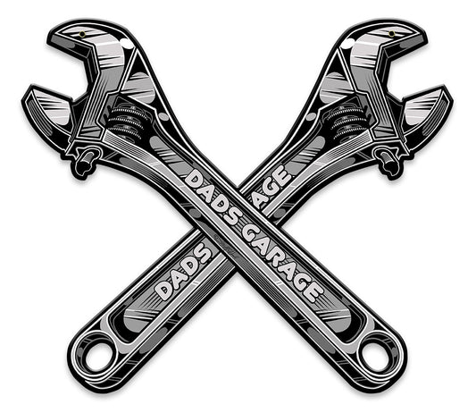 Dad's Garage Wrench Vintage Sign, Other, Metal Sign, Wall Art, 14 X 12 Inches