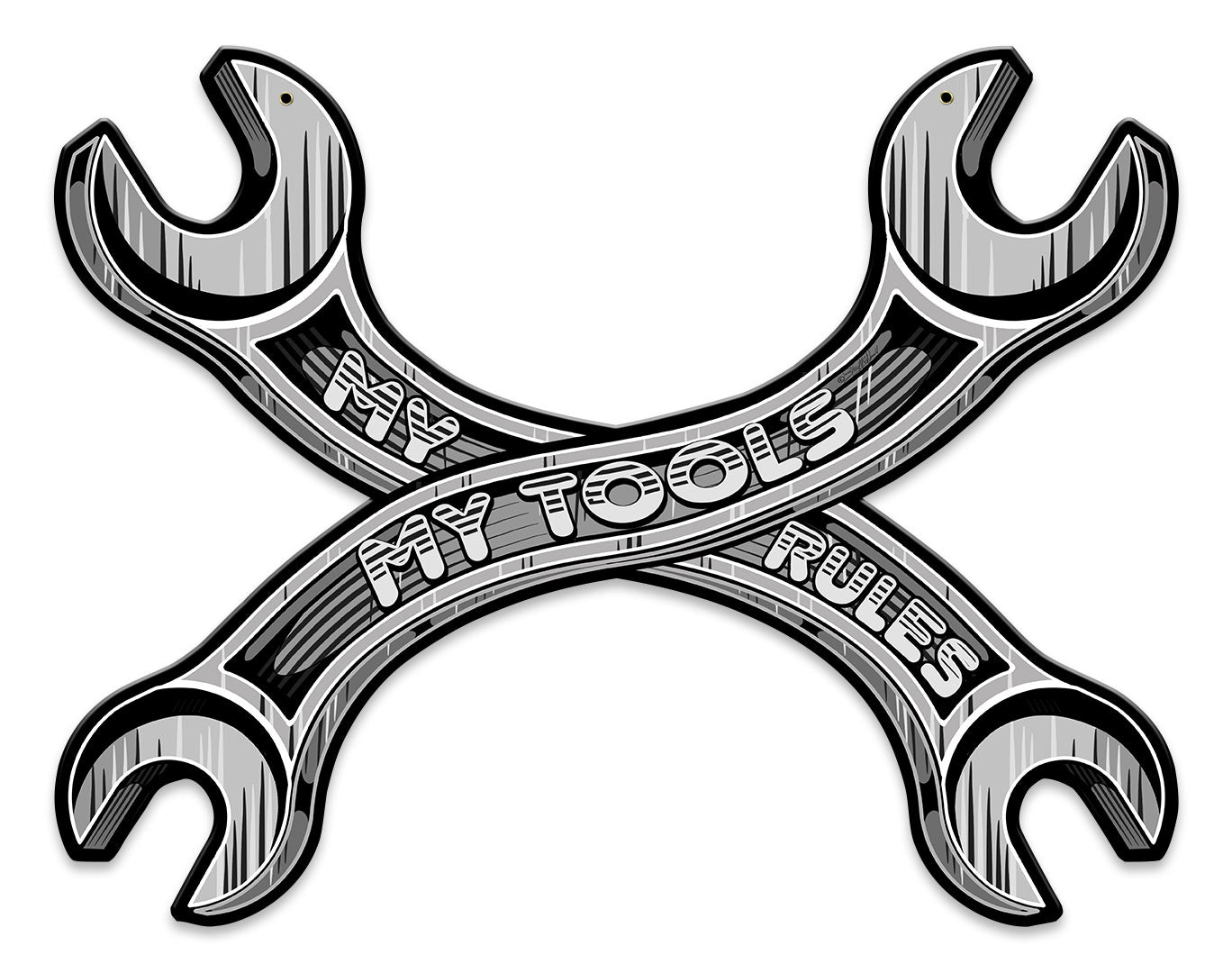 My Tools My Rules Wrench Vintage Sign, Automotive, Metal Sign, Wall Art, 18 X 14 Inches