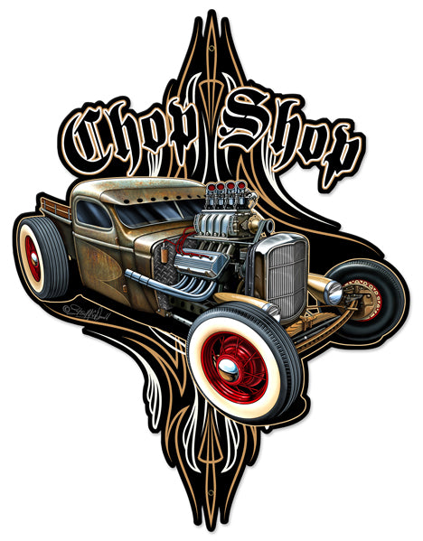 Rat Rod Chop Shop Vintage Sign, Other, Metal Sign, Wall Art, 24 X 31 Inches