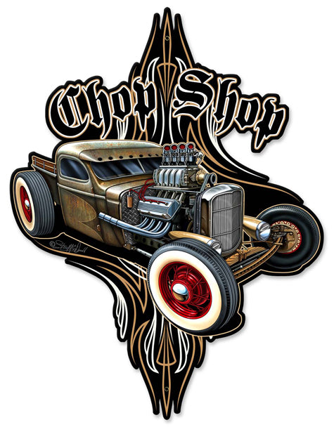 Rat Rod Chop Shop Vintage Sign, Other, Metal Sign, Wall Art, 14 X 18 Inches