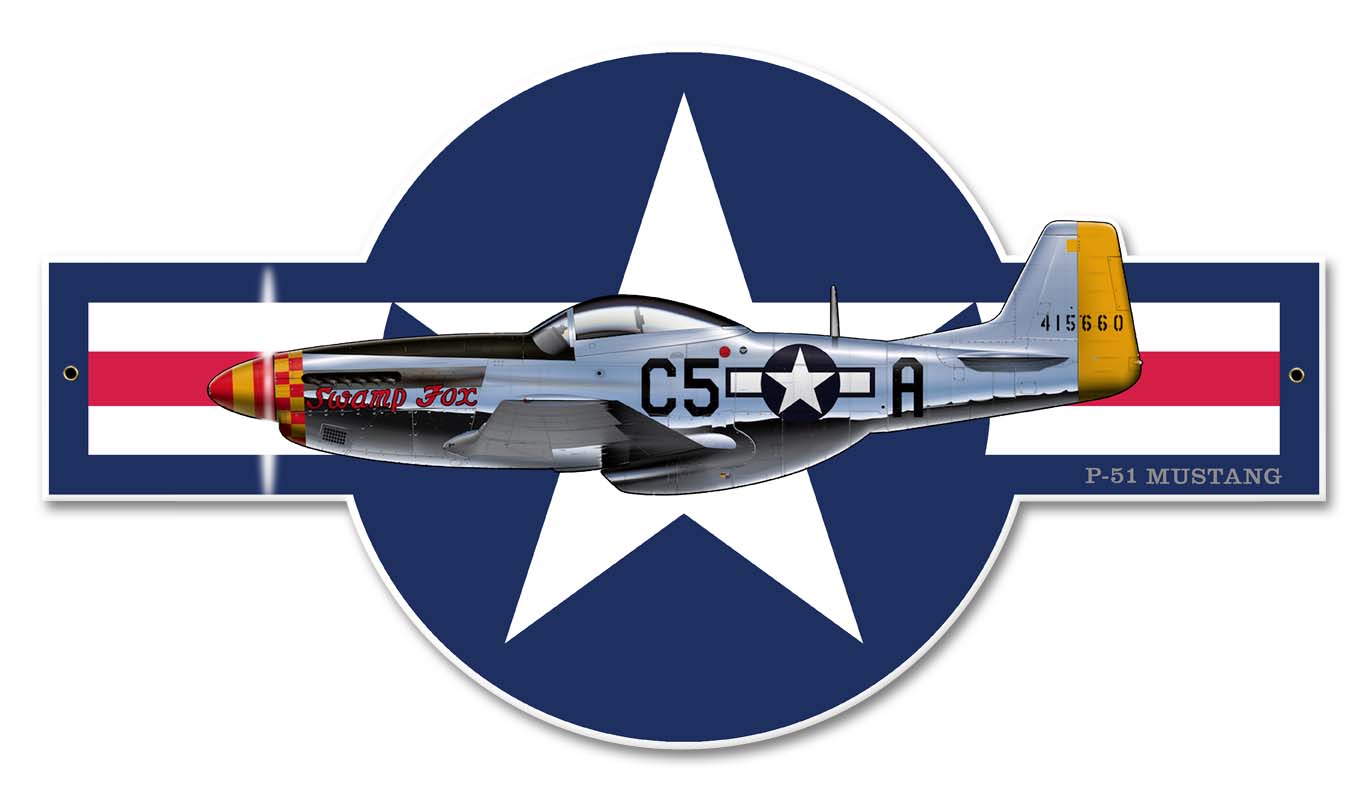 P-51 Mustang Vintage Sign, Other, Metal Sign, Wall Art, 18 X 10 Inches