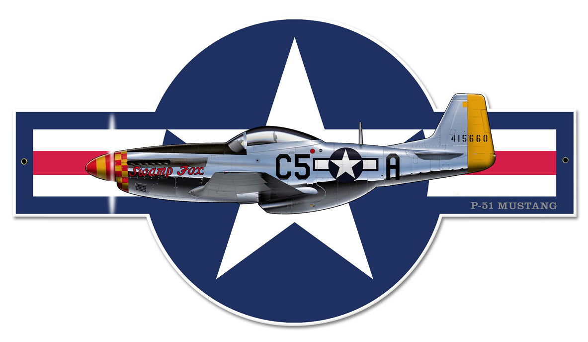 P-51 Mustang Vintage Sign, Other, Metal Sign, Wall Art, 30 X 17 Inches
