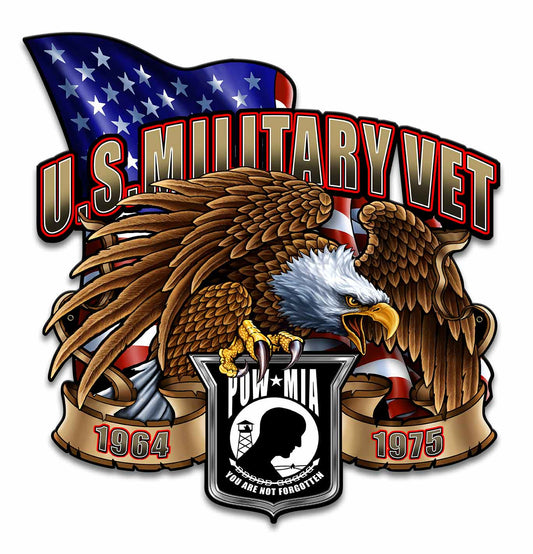 US Military Vet Eagle Vintage Sign, Other, Metal Sign, Wall Art, 18 X 18 Inches