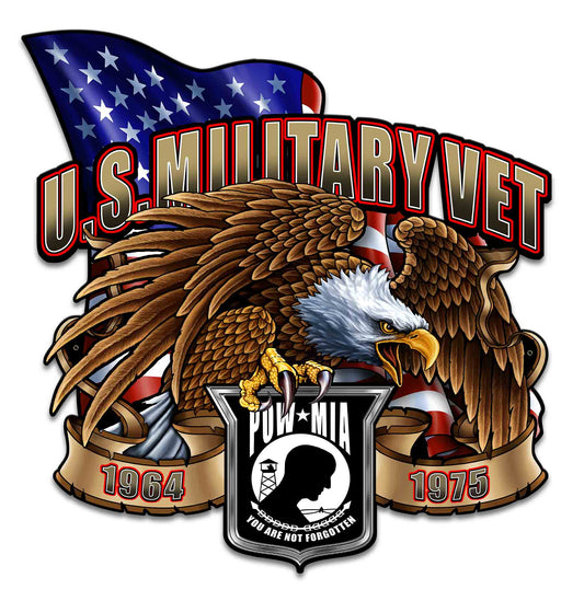 US Military Vet Eagle Vintage Sign, Other, Metal Sign, Wall Art, 24 X 24 Inches