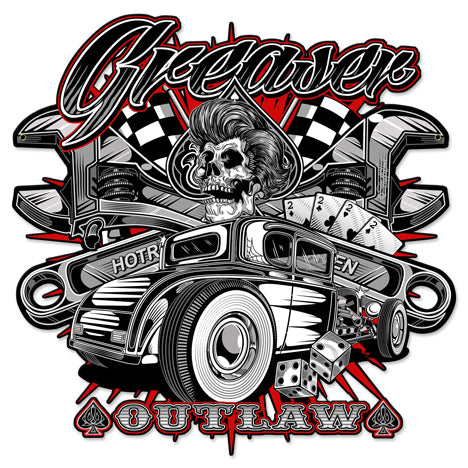 Greaser 3 Vintage Sign, Other, Metal Sign, Wall Art, 24 X 24 Inches