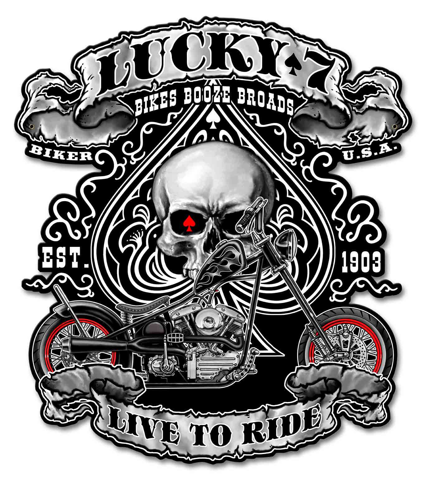 Lucky 7 Vintage Sign, Other, Metal Sign, Wall Art, 18 X 20 Inches