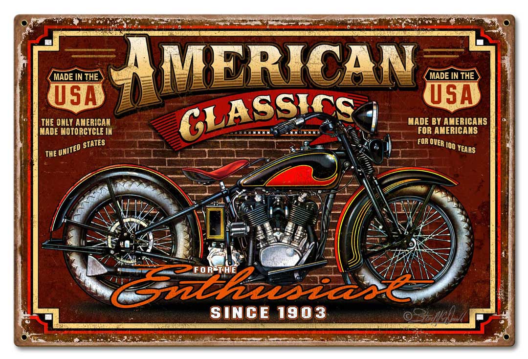 American Classic Vintage Sign, Other, Metal Sign, Wall Art, 24 X 16 Inches