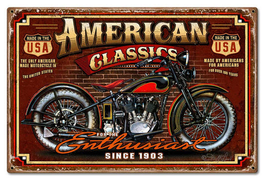 American Classic Vintage Sign, Other, Metal Sign, Wall Art, 24 X 16 Inches
