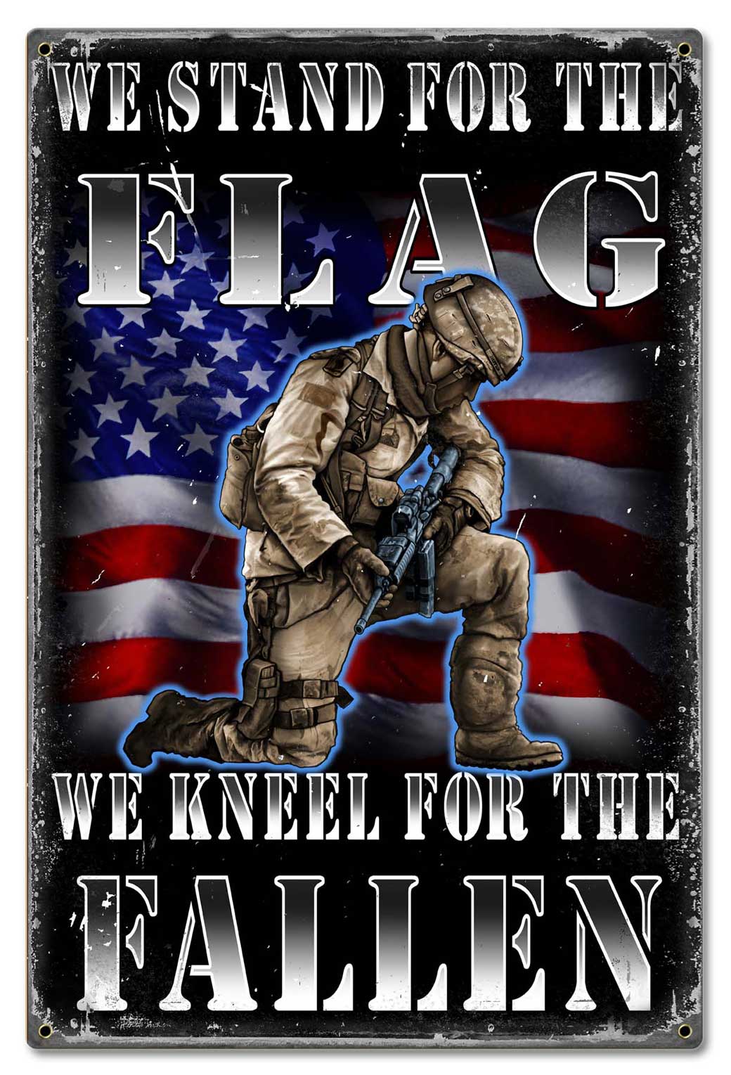 Stand For The Flag Vintage Sign, Other, Metal Sign, Wall Art, 16 X 24 Inches
