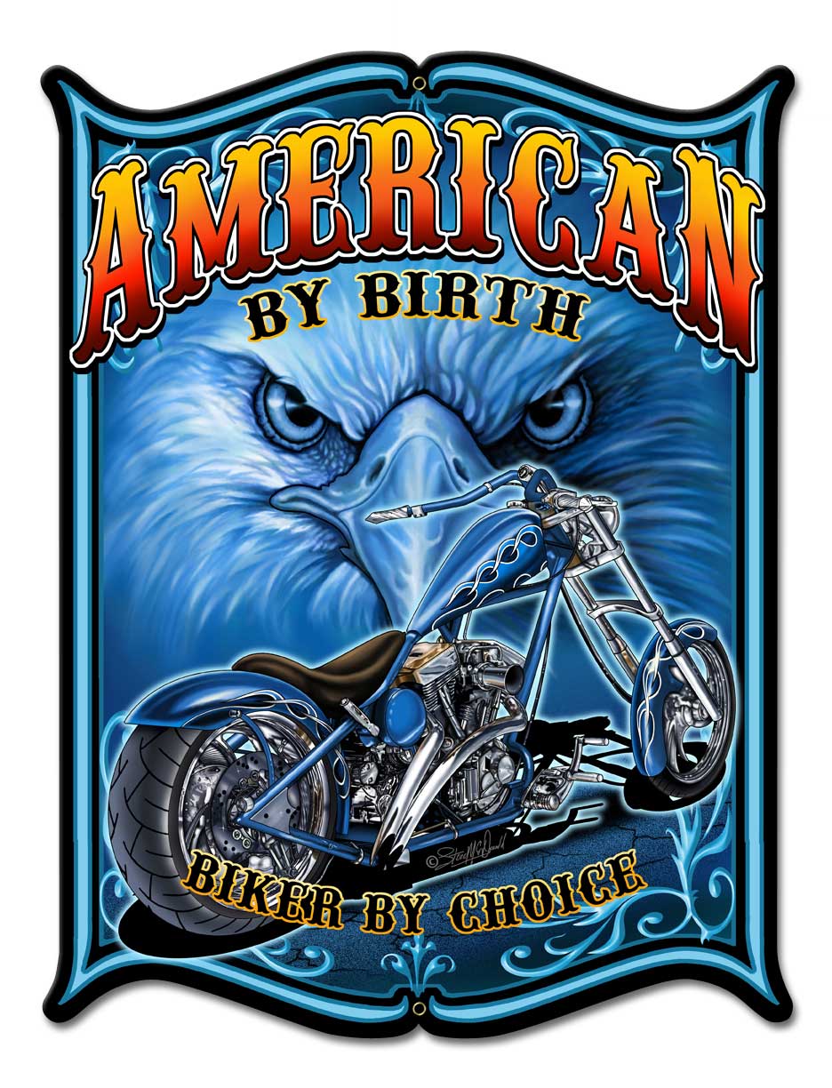 American By Birth Vintage Sign, Other, Metal Sign, Wall Art, 12 X 16 Inches