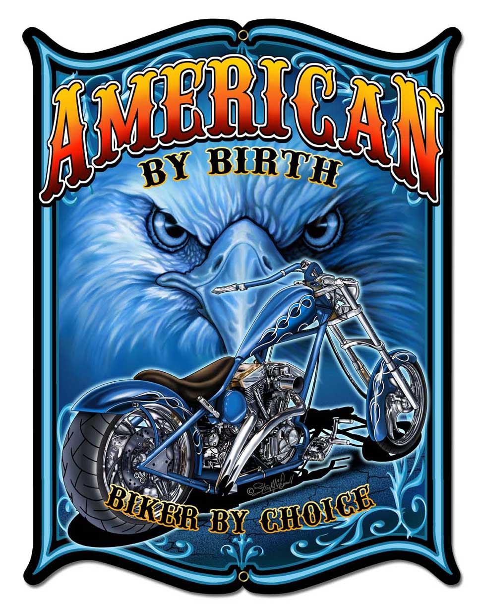 American By Birth Vintage Sign, Other, Metal Sign, Wall Art, 14 X 18 Inches