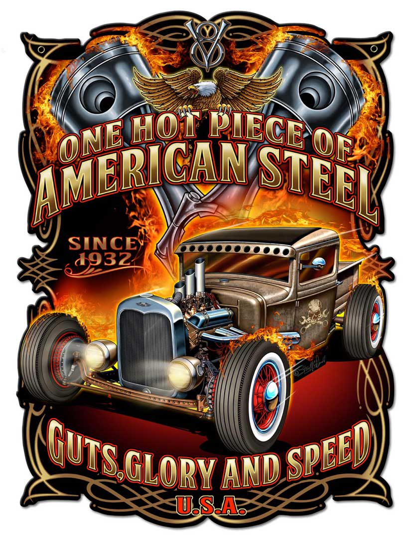 American Steel Vintage Sign, Other, Metal Sign, Wall Art, 18 X 24 Inches