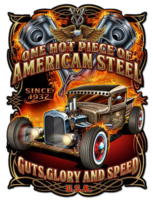 American Steel Vintage Sign, Other, Metal Sign, Wall Art, 18 X 24 Inches