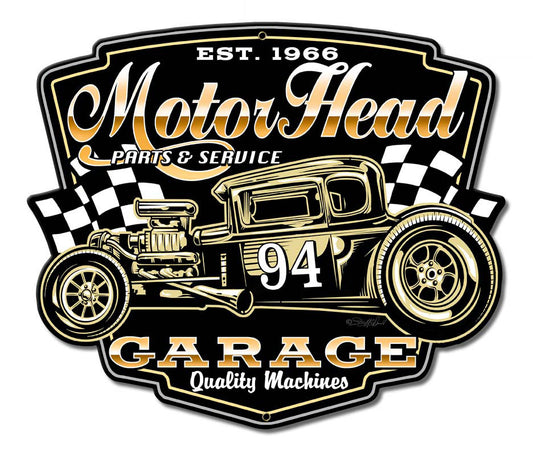Motor Head Garage Vintage Sign, Other, Metal Sign, Wall Art, 12 X 10 Inches