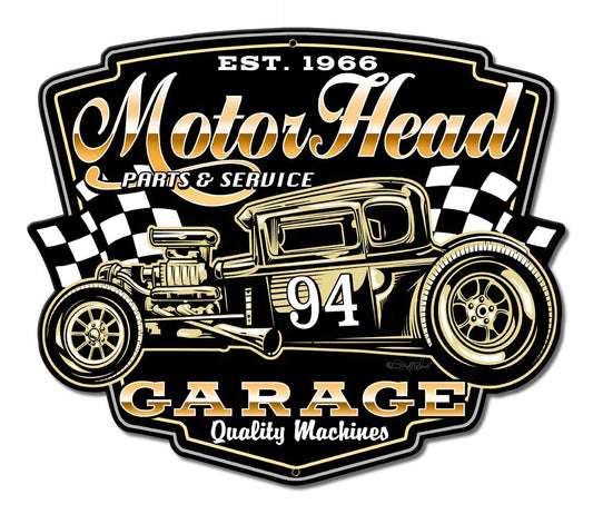 Motor Head Garage Vintage Sign, Other, Metal Sign, Wall Art, 14 X 12 Inches