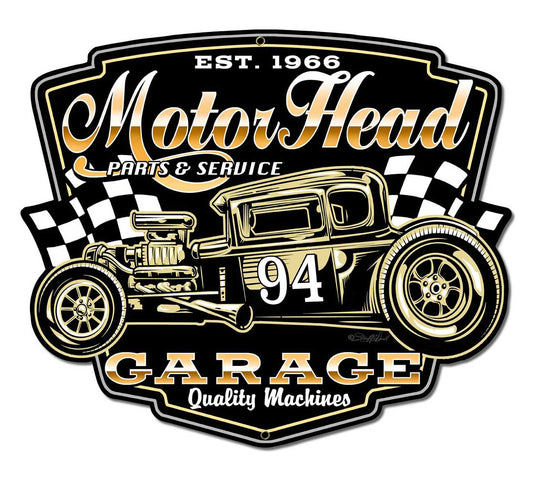 Motor Head Garage Vintage Sign, Other, Metal Sign, Wall Art, 18 X 16 Inches