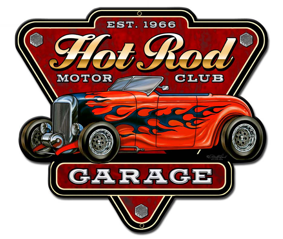 Hot Rod Garage Vintage Sign, Other, Metal Sign, Wall Art, 12 X 10 Inches