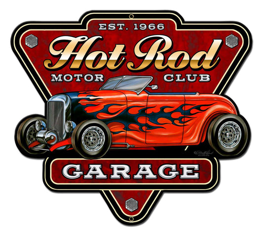 Hot Rod Garage Vintage Sign, Other, Metal Sign, Wall Art, 18 X 16 Inches